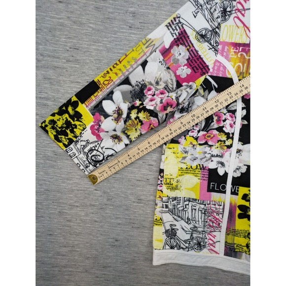 Onque Floral‎ Print Jacket Colorful Graphic Design Zip Up LARGE art to wear - Picture 5 of 10